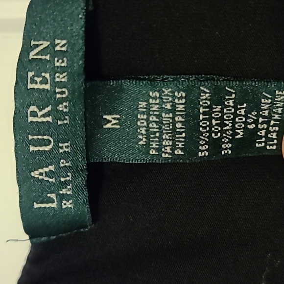 Ralph Lauren Cotton Midi Dress in Black v-neck with flattering ruffles - Picture 2 of 5